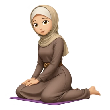 Islamic Woman Kneeling prostrated side view bent forwards sticker