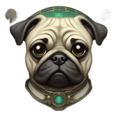 A cyberpunk pug in Art Nouveau style during 1910 sticker