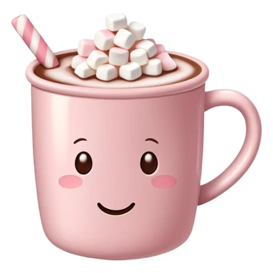 Light Pink mug of hot chocolate with marshmallows  sticker