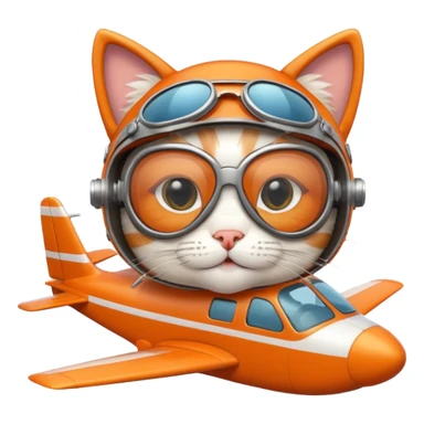 Cat flying a comically small airplane sticker