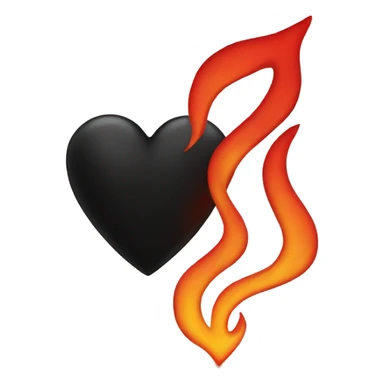 Black heart with red flame sticker