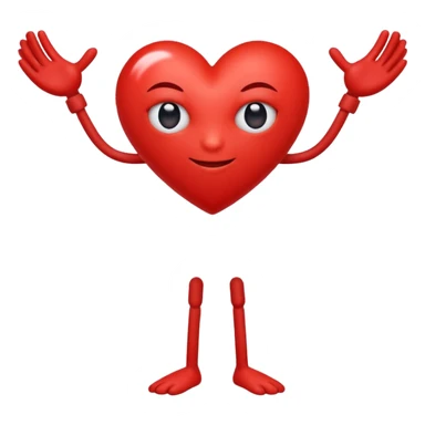 Red heart with arms and legs with one eye ball sticker
