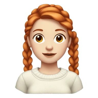 Red-haired girl in low ponytails with pale skin white sweater sticker