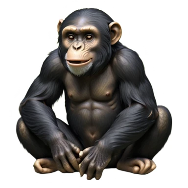 cinematic-chimpanzee-realistic-full-body-sitting-emoji,-long-powerful-arms-resting-on-its-knees,-expressive-dark-eyes-filled-with-intelligence-and-curiosity,-coarse-black-fur-textured-and-detailed,-softly-wrinkled-face-hinting-at-a-mischievous-smile,-slightly-open-mouth-showing-a-glimpse-of-teeth,-simplified-yet-realistic-focused-features,-highly-detailed,-glowing-with-a-warm-jungle-light

 sticker