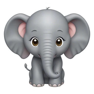 Cinematic Noble Baby Elephant Portrait Emoji, Poised and regal, with a tiny, endearing build and a soft, smooth gray hide, delicate floppy ears and a small, curious trunk, deep-set soulful eyes, Simplified yet sharp and sophisticated features, highly detailed, glowing with a gentle, dignified glow, high shine, intelligent and adorable, stylized with an air of miniature majesty, focused and attentive, soft glowing outline, capturing the essence of a watchful and confident little elephant, so majestic it feels as though it could toddle out of the screen with effortless authority! sticker