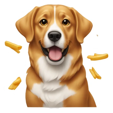 Dog eating French fries sticker