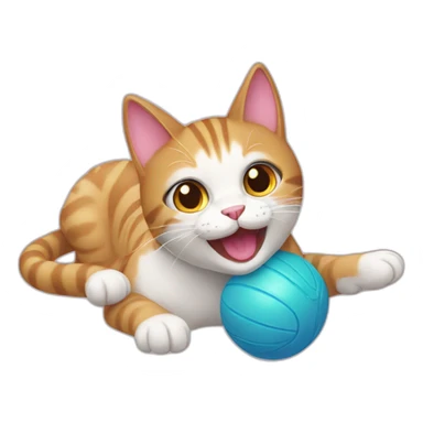 Cat playing with a toy sticker