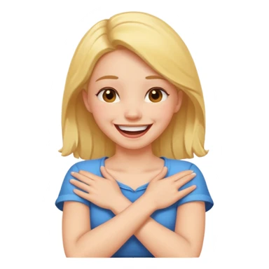 arms crossed holding neck laughing girl sticker