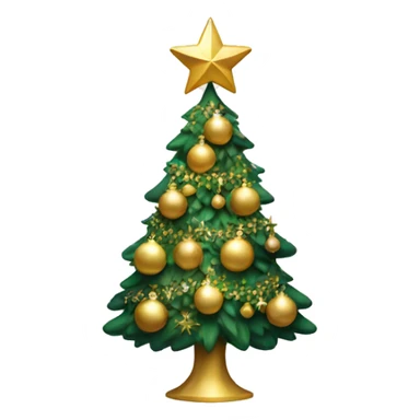 Christmas tree with gold and white ornaments and a star on top sticker