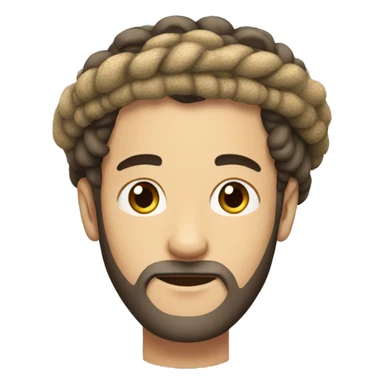 A white man with no beard and no mustache, with dread locks wearing a kippa sticker