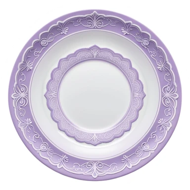 Pale purple lace plate with appliances sticker
