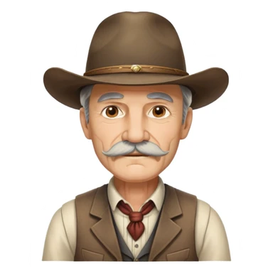 Dutch van der Linde from Red Dead Redemption, older man with mustache wearing a suit vest and wide-brimmed hat, western outlaw leader sticker