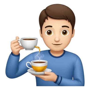 man holding teacup sticker