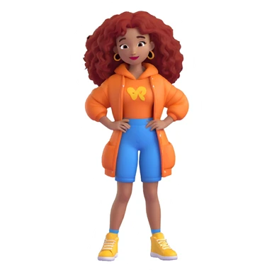 SZA as a 3D Disney/Pixar-style character, digital illustration, cartoon-style portrait, wearing a stylish outfit, playful pose, bright and cheerful atmosphere sticker