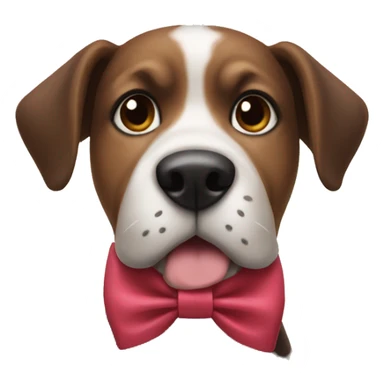 Dog wearing a bow sticker