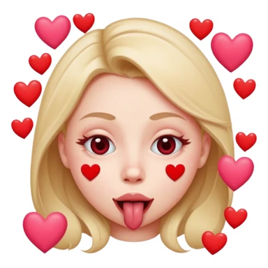 A cross eyed unisex with their tongue out far with Valentine’s Day decor/hearts around eyes facing different directions sticker