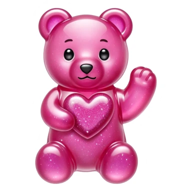 transparent pink gummy bear heart glitters pink sticker