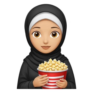 a hijab holding a bucket of popcorn sticker