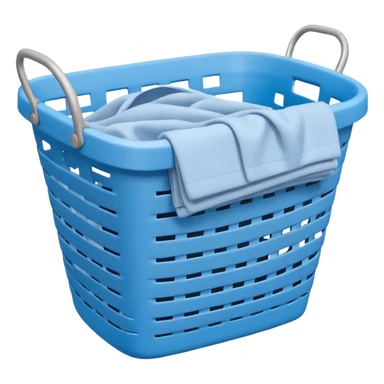 white LAUNDRY BASKET WITH FOLDED blue CLOTHES sticker