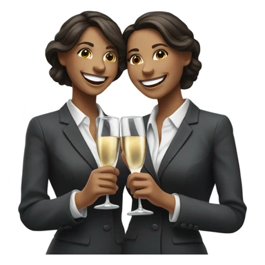 businesswoman duo brunette girls celebrating sticker