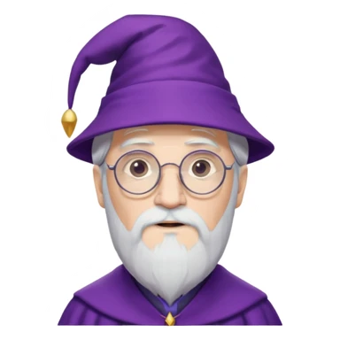 dumbledore, white hair, wear purple magic hat, glasses sticker