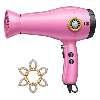 pink elegant blow dryer with diamonds and jewelry sticker