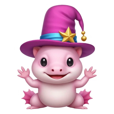 white axolotl with magician hat sticker