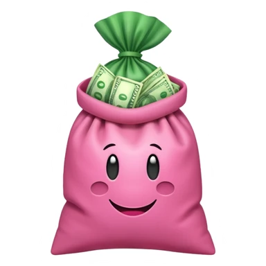  Green Australian $100 long rectangle money overflowing in a pink sack sticker