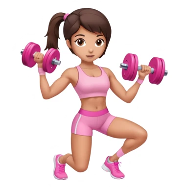 Brunette gym girl in light pink with dumbells sticker