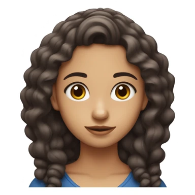 Una chica morena con el pelo marrón rizado y ojos azules sticker