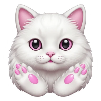 white cat fluffy paw, from the top, pink nails, cute sticker