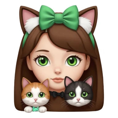 A black and white cat with green eyes she’s a girl she has a bow on her head she’s kinda fluffy  sticker