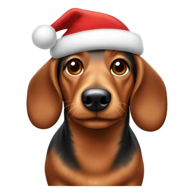 A wiener dog with an Christmas hat sticker