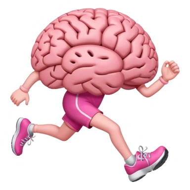 Brain with legs, running, cartoon style sticker