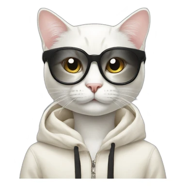 Off white fashionable cat sticker