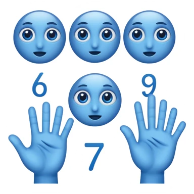 Make 6 and 7 numbers has eyes and hand and make it blue sticker