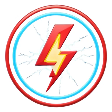 Red and blue lightening in a circle shape with effects sticker