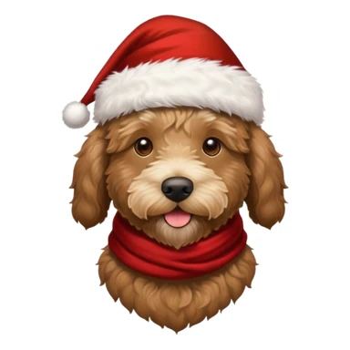 dark brown goldendoodle with a Santa hat and festive scarf sticker
