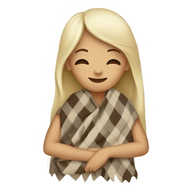 Beige clean girl folded plaid blanket  sticker