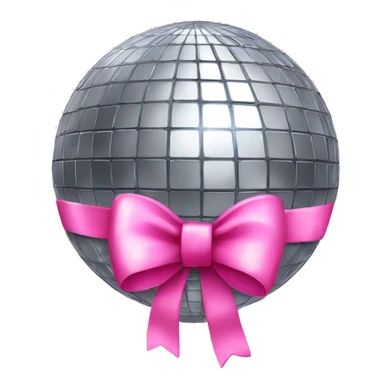 disco ball with a pink bow on top sticker