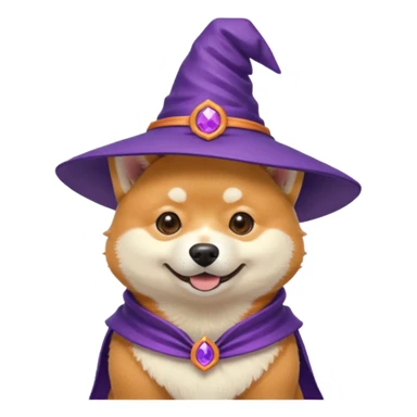 shiba dog wear purple wicth hat sticker