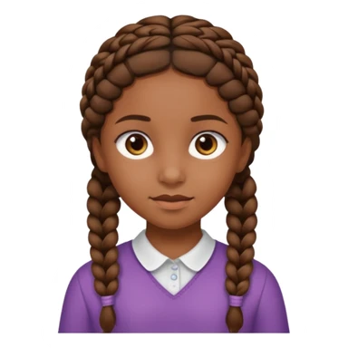 student, brown braid hair girl kid sticker