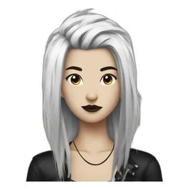 Half black and half white hair punk girl sticker