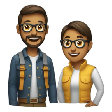 designer and developer both happy at each other sticker