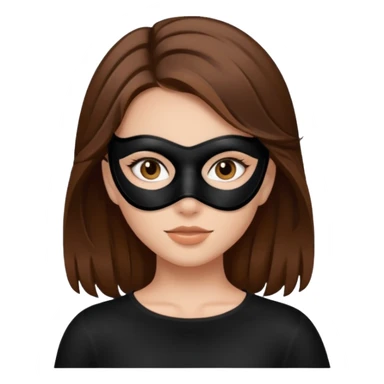 girl brown hair and black mask sticker