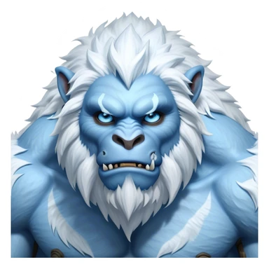 Cinematic Realistic WoW Yeti Portrait, depicted as a majestic, colossal creature of the frozen wilds, with thick, shaggy fur in pristine icy white and subtle pale blue highlights. His powerful, muscular frame and piercing ice-blue eyes exude ancient wisdom and raw strength. Rendered with lifelike texture and natural frosty lighting, high shine, noble and imposing, capturing the essence of a legendary yeti guardian. sticker