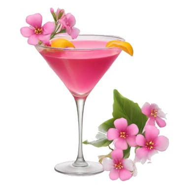 Cocktail with pink flowers sticker
