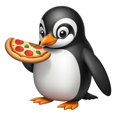 Un pinguino comiendo pizza sticker