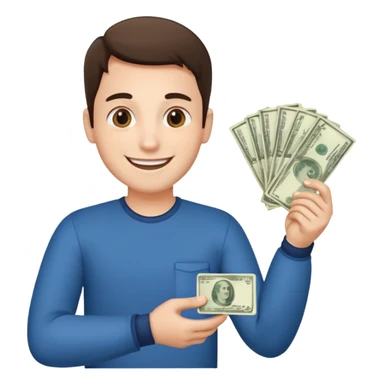 guy giving refund money to other person sticker