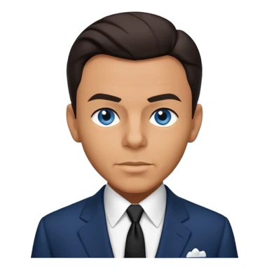 Frank Sinatra with blue eyes, dark brown hair, navy blue outfit sticker